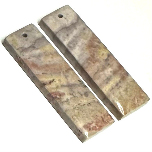 One of a Kind Zebra Jasper Earring/Pendant Pair-31 x 9mm