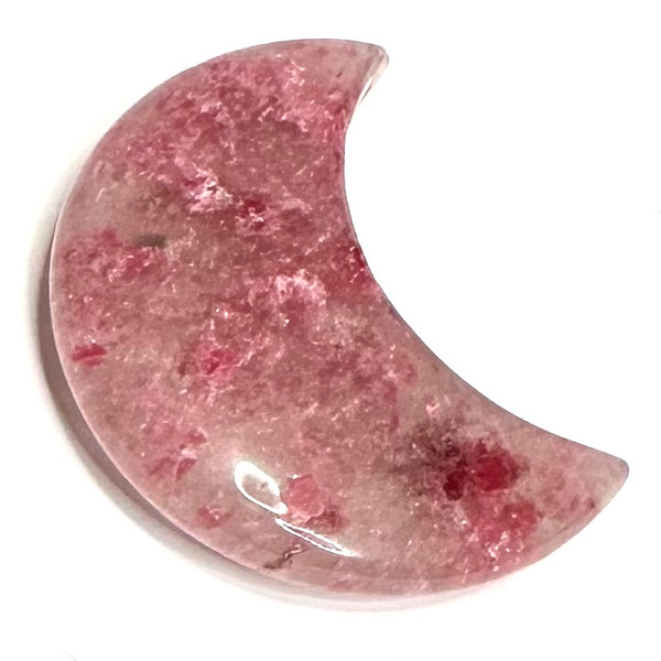One of a Kind Rhodonite Carved Crescent Moon-2 x 1 3/4"-NC7089