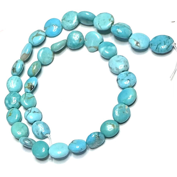 Kingman Turquoise Puffed Disc Beads-5-7mm-SP7171