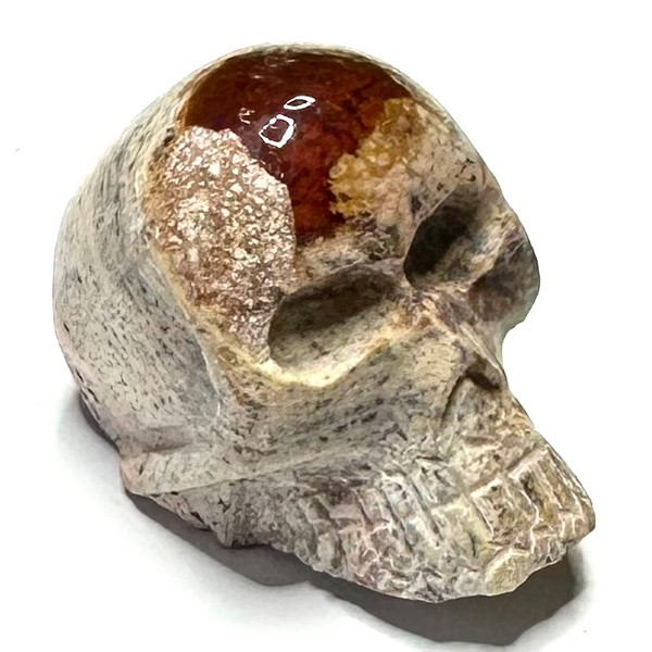 One of a Kind Mexican Fire Opal carved Skull-1"-NC7191