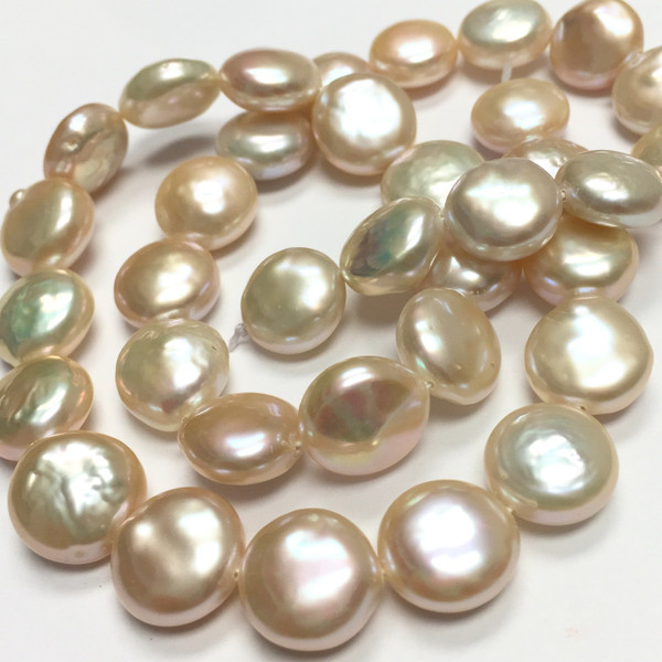 Peach Coin Pearl Beads 10-11mm -  Pretty