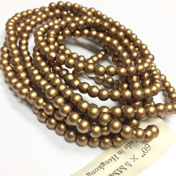 Vintage Gold Satin Finish Faux Pearls-Large