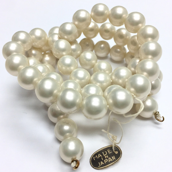 Vintage Satin Cream Faux Pearl Beads with Bead Tips - 10mm