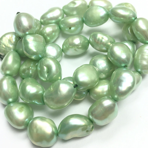 Freshwater Mint Green Nugget Pearls-8-9mm