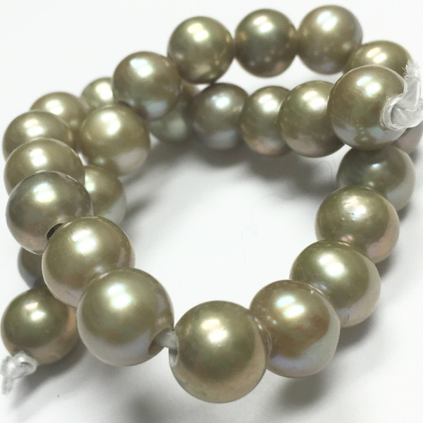 Large Holed Lusterous Freshwater Potato Pearls - Green 8-9mm