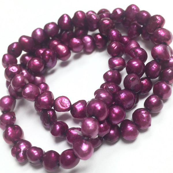 Magenta Freshwater Pearl Nugget Beads 5-7mm