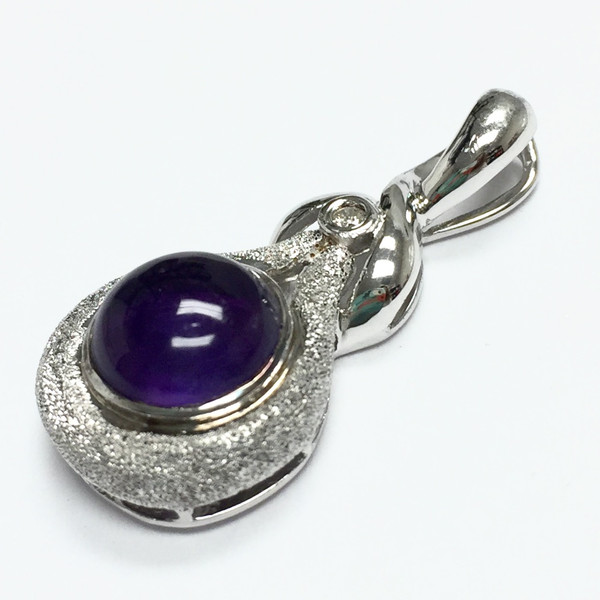 Amethyst with CZ Pendant 28 x 14mm