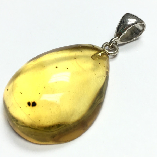 Baltic Amber Natural Color Pendant with Sterling Bail-20 x 28mm