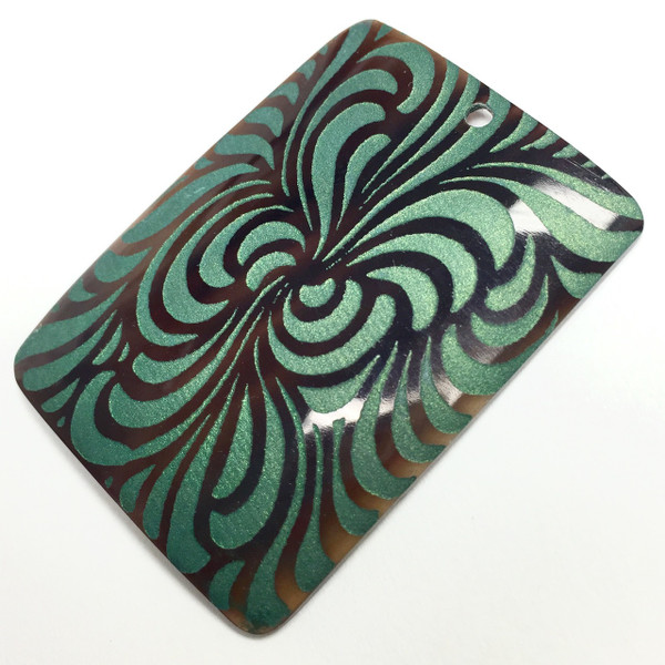 Genuine Lilypilly Groovy Patterned Pendant-Green on Black Lip Shell-CLOSEOUT BLOWOUT!