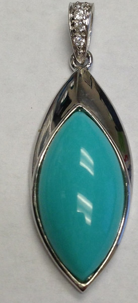 Turquoise and Zircon Pendant