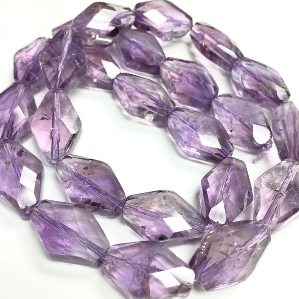 Amethyst Faceted Rhombus Beads 11 x 16mm x 6mm