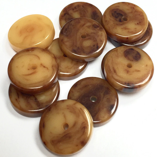 Vintage Bakelite Beads - Chocolate Butterscotch Swirl Discs