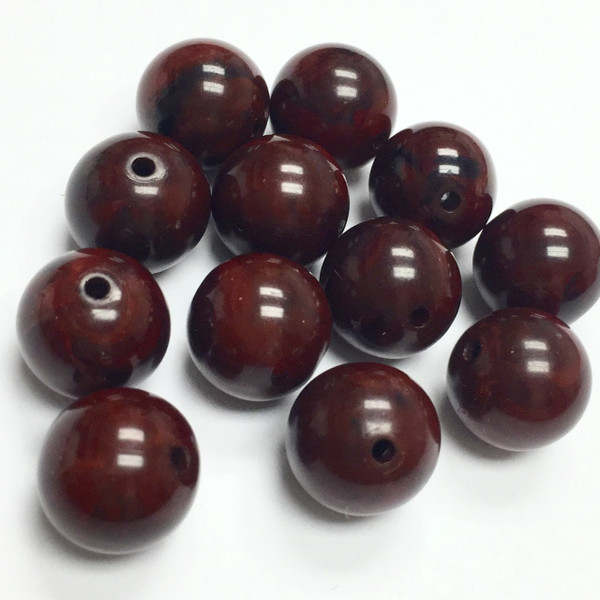 Vintage Bakelite Beads- Mahogany Swirl 10mm