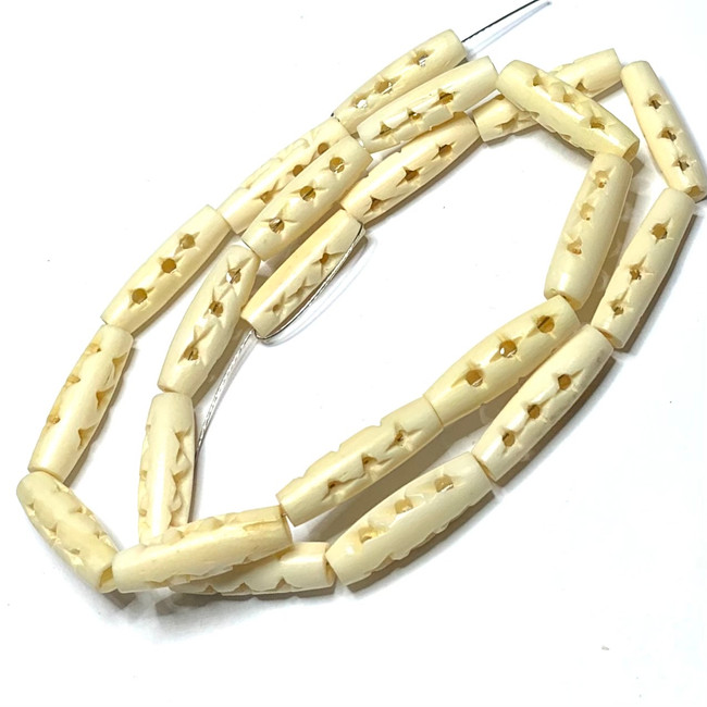 Hand Carved Bone Semi-Round Beads 8 x 7mm avg.