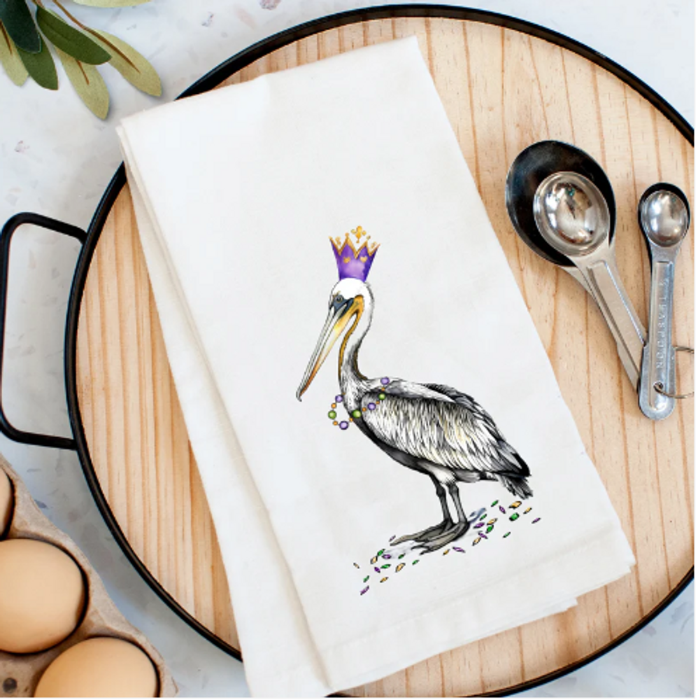 Mardi Gras Pelican Kitchen Towel