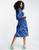 Dressed shirred midaxi dress in blue leopard print