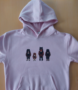 Child's Hoodie - 4 Ponies Pink