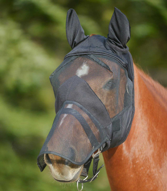 WALDHAUSEN PREMIUM FLY MASK WITH EAR AND NOSE PROTECTION BLACK