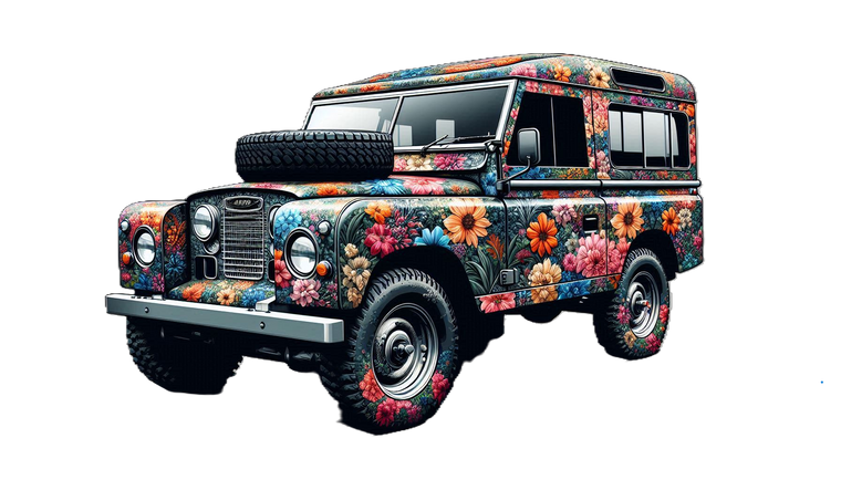Cotton T- Shirt - Floral Land Rover