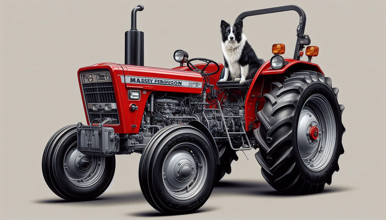 T-Shirt, Tractor with Collie Dog
