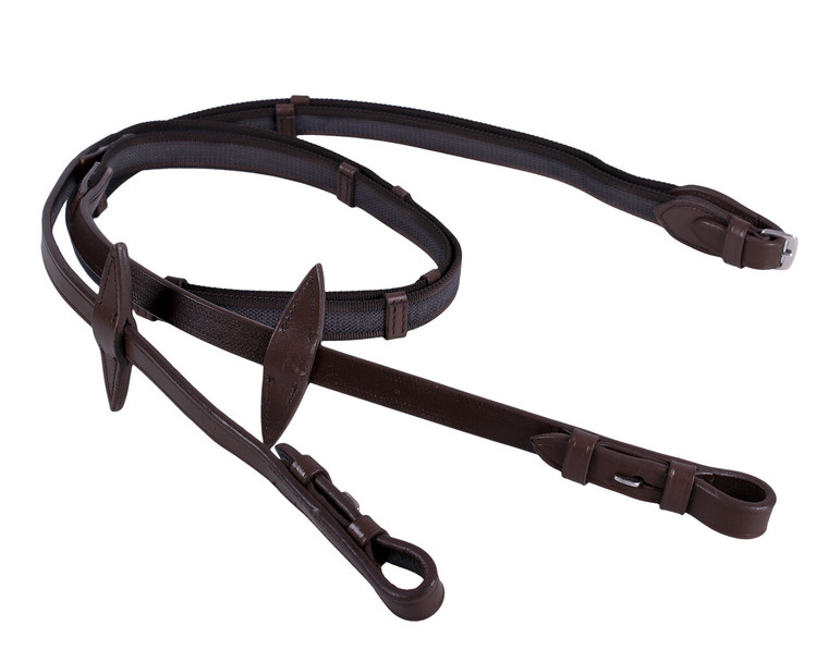 Anti-slip rein with leather stops