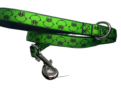 Green smiley face dog leash