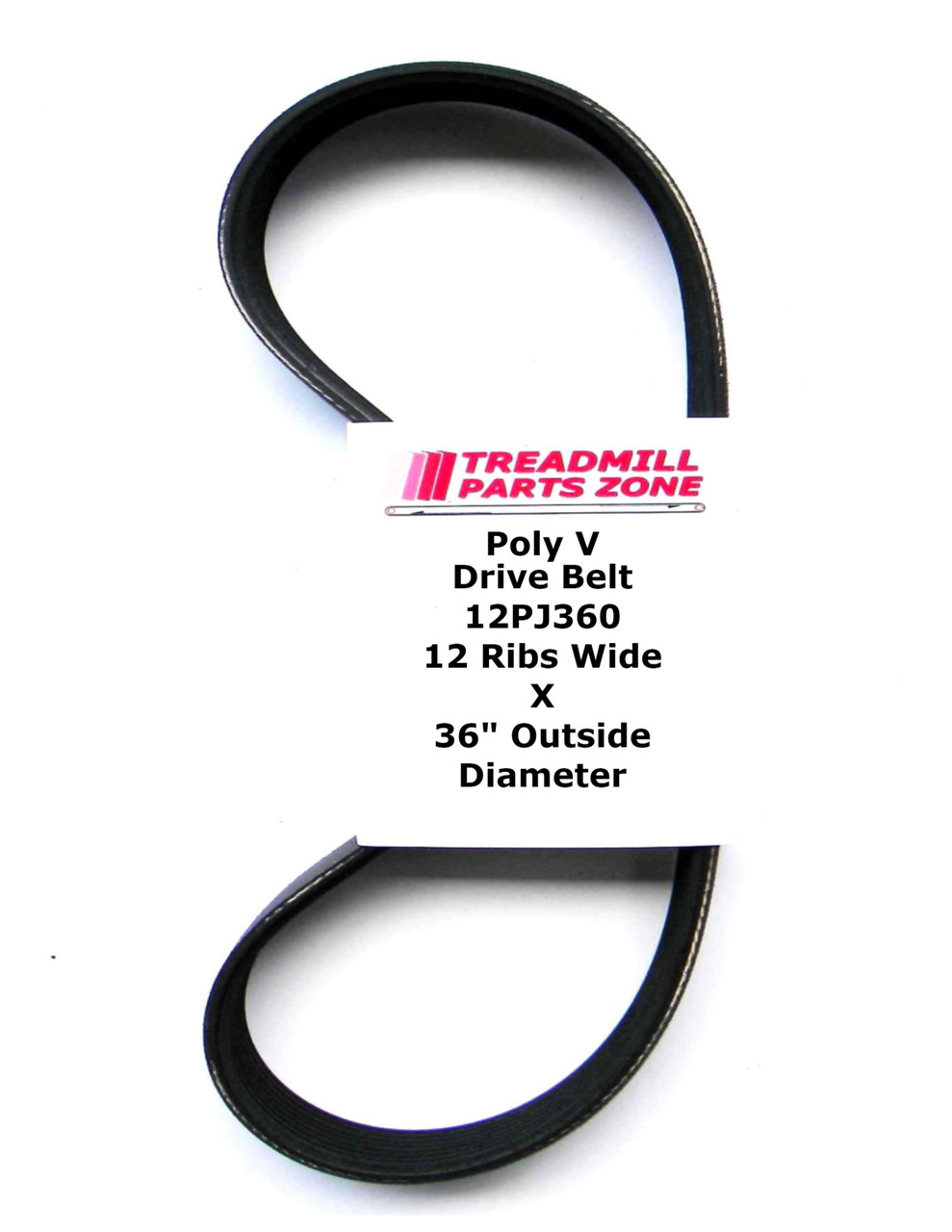 Poly V Drive Belt 12PJ360 12 Ribs Wide X 36" Outside Diameter