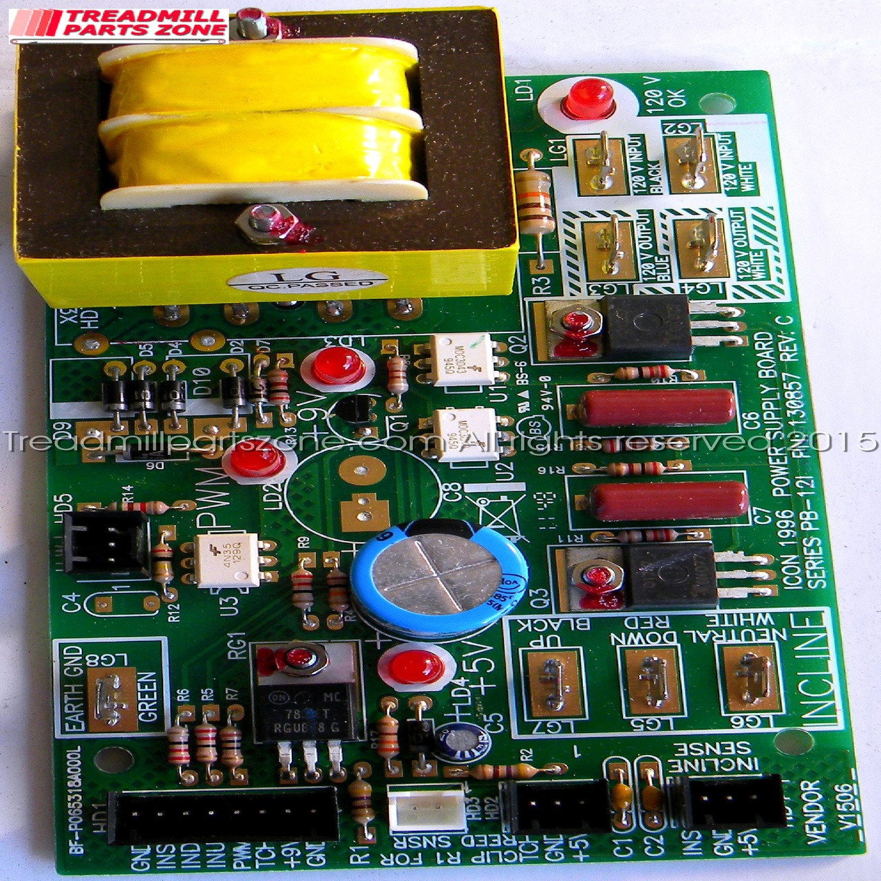 Treadmill Circuit Board With Clips Part Number 135801