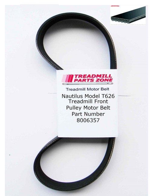 Nautilus Treadmill Model T626 Front Pulley Motor Belt Part Number 8006357