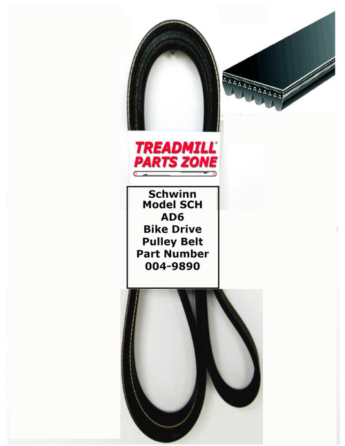 Schwinn Model AD6 Bike Drive Pulley Belt Part Number 004-9890