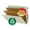 Smead End Tab Classification Folders, 2 Dividers, Letter Size, 25pt Pressboard, Gray/Green, 10/Box