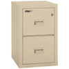 FireKing Turtle 2-Drawer Fireproof File Cabinet in Parchment color, with all drawers closed.