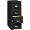 4-Drawer FireKing Vertical File Cabinet, Legal Size, Black Finish – Drawer Open Showing Files