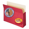 Smead File Pockets, Straight-Cut Tab, 3-1/2" Expansion, Letter Size, Red, 25/Box