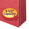Smead File Pockets, Straight-Cut Tab, 3-1/2" Expansion, Legal Size, Red, 25/Box