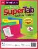 Smead 3-in-1 SuperTab Section Folder, Letter Size, Assorted Colors, 1/3-Cut, 12/Pack