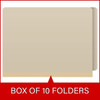 End Tab Expanding File Folders, Letter Size, 18pt, 2-Ply End Tab, Two Fasteners, 2" Expansion, Manila, 25/Box