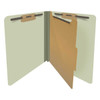 End Tab Pressboard Classification Folders, 1 Divider, Letter Size, Gray/Green, 10/Box