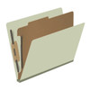 End Tab Pressboard Classification Folders, 1 Divider, Letter Size, Gray/Green, 10/Box