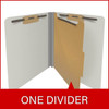 End Tab Pressboard Classification Folders, 1 Divider, Letter Size, Gray, 10/Box