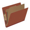 End Tab Pressboard Classification Folders, 1 Divider, Letter Size, Red, 10/Box