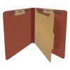 End Tab Pressboard Classification Folders, 1 Divider, Letter Size, Red, 10/Box