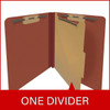 End Tab Pressboard Classification Folders, 1 Divider, Letter Size, Red, 10/Box