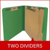 End Tab Pressboard Classification Folders, 2 Dividers, Letter Size, Moss Green, 10/Box