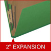 End Tab Pressboard Classification Folders, 2 Dividers, Letter Size, Moss Green, 10/Box