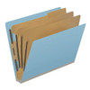End Tab Pressboard Classification Folders, 3 Dividers, Letter Size, Type III Blue, 10 per Box