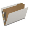 End Tab Pressboard Classification Folders, 2 Dividers, Legal Size, Type III Gray, 10 per Box
