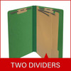 End Tab Pressboard Classification Folders, 2 Dividers, Legal Size, Type III Moss Green, 10 per Box