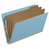 End Tab Pressboard Classification Folders, 3 Dividers, Legal Size, Type III Blue, 10 per Box
