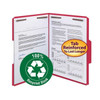 Smead 100% Recycled Folders, Letter Size, 1/3-Cut Reinforced Tab, 2 Fasteners, Red, 50/Box